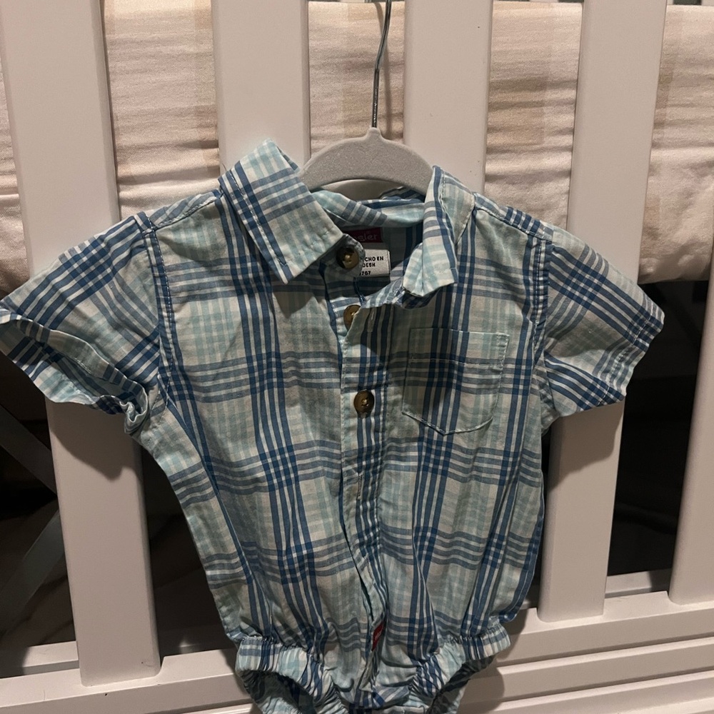 Wrangler Blue Plaid Baby Romper